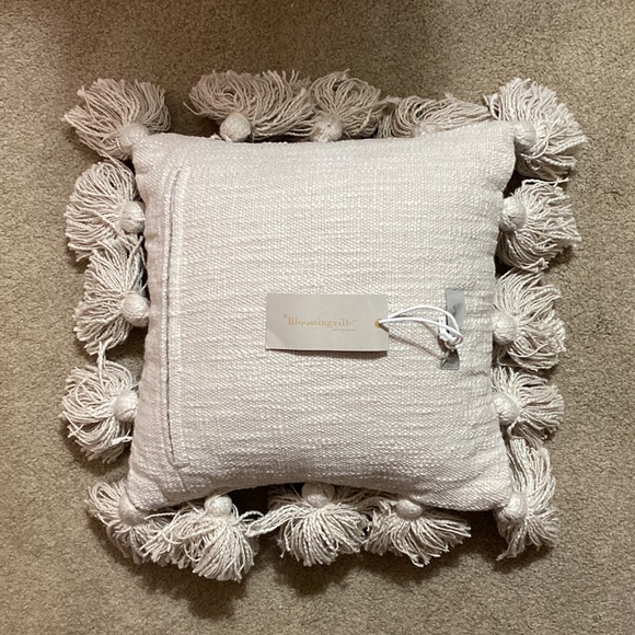 Off White Pillow with Tassles - Picture 2 of 5